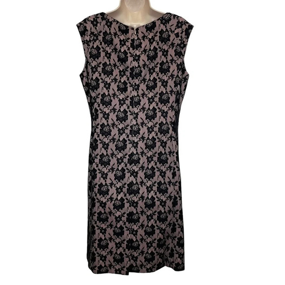 Tahari floral lace mother of bride dress pink and black ruched modest - Picture 2 of 8